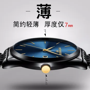 2022 Reale Ultra-subțire pentru Bărbați din Oțel Inoxidabil Trupa Cuarț Bărbați Ceas Calendar Impermeabil Ceas de ceas de Ceas de Lux