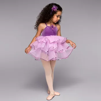 Nou Pentru Copii Fete Pentru Dans Balet Tutu Rochii Casual Rochie Fără Mâneci Acrilice Violet Rochie De Printesa De Dans Purta Haine B-2420