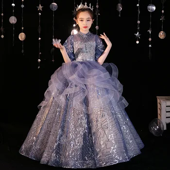 Printesa Eleagnt Petrecere Mult Rochiile de Bal pentru Adolescenti Fata de Copil Fete Ars Rochie cu Paiete Copii Elegant Concurs de Costume Vestidos