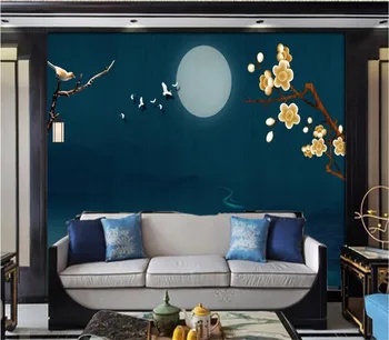 Tapet personalizat 3D murală abstract frumos de mână-pictat plum blossom macara de fundal decorare perete pictura
