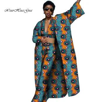 3 Piese Set Moda Femei Africane Set Haine fără Mâneci Culturilor Top si Pantaloni Lungi Si Haine Femei Haine Africane Petrecere WY4694