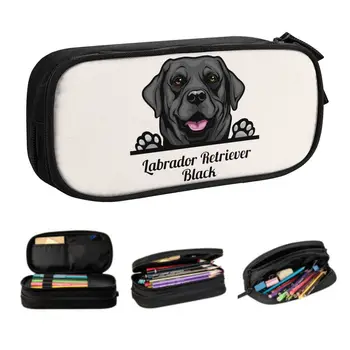 Personalizat Cu Ochiul De Câine Labrador Retriever Negru Drăguț Creion Cazuri Fată Băiat De Mare Capacitate Caseta De Creion Rechizite Școlare