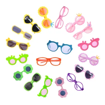 10 Perechi de Papusa ochelari de Soare Fierbinte Inima Ochelari se Potrivesc 18 Inch American &43 CM Papusa Accesorii, Haine,Jucarii de fetite,Generație