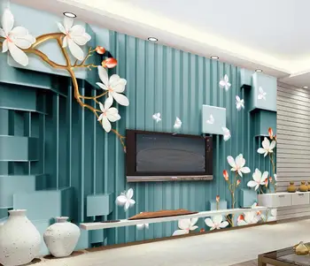 beibehang Personalizate 3d tapet mural trei-dimensional cub de relief magnolie floare fundal TV papel pintado de pared