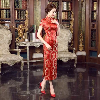Shanghai Povestea Femei Rochie Lungă Cheongsam Qipao Rochie Tradițională Chineză Ieftine Chi Pao de vanzare rochie de mireasa din china Roșie