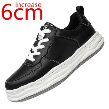 Barbati Pantofi Sport Nou Casual Mici, Albe, Pantofi de 6-8cm Sporit de Piele coreean Lift Adidași Bărbați Respirabil e Invizibil Pantofi