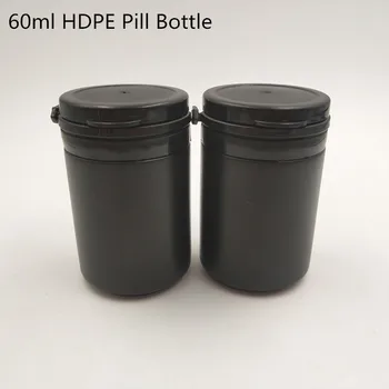 80buc/lot 60ml alb negru HDPE direct rotund gol de unică folosință din plastic pastila recipient de sticla cu inel de tragere capac