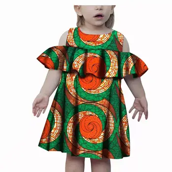 Fete frumoase Rochii de Bazin Riche din Africa de Imprimare Drăguț Rochii Ankara pentru Copii Copiii din Africa Îmbrăcăminte Rochie de Petrecere de Crăciun și Anul Nou