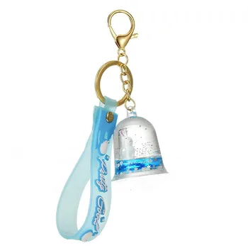 Drăguț Nisipuri Mișcătoare Lichid Iepure Bell Perla Din Piele De Cablu Diy Keychain Keyring Femei Sac Fată Farmec Breloc Auto Accesorii Bijuterii