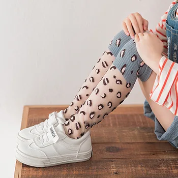 Vara Respirabil Confortabil Fete Ciorapi Ochiuri Tricotate Mozaic Copii Șosete Drăguț Leopard Copii Tub Lung Socks 5-8T