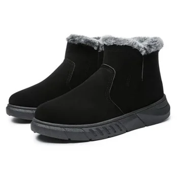 DAFENP Iarna plus catifea căptușit zăpadă cizme barbati tub scurt groase de bumbac pantofi