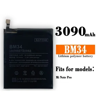 BM34 Orginal 100% mai Recentă Baterie Pentru Xiaomi Mi Note Pro 3090mAh Mare Capacitate de Înlocuire Baterii Interne Cu Instrumente Gratuite
