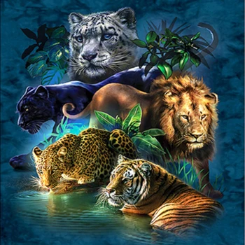 Diamant Pictura Rundă Completă De Foraj Broderie Imagine Animal Tigru, Leu, Leopard Mozaic Cruciulițe Kituri Paiting Decoratiuni
