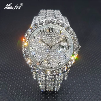 Bărbați Ceasuri de Lux 2021 MISSFOX Brand de Lux Clasic Unisex Ceas de mână rezistent la apă Cuplu Reloj AAA Gheață Ceas cu Diamante Noi