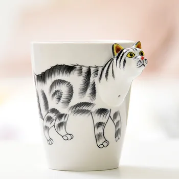 3D Stereoscopic Animal Pahar de Apă o Cană de Sticlă de Mână-pictat Cani Ceramica Cana de Cafea Creative Drăguț Lapte Cani Pahare