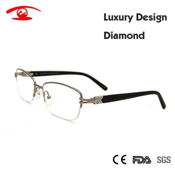 Designer de Brand Femei Rame Ochelari de vedere Diamant Jumătate Cadru Femeilor baza de Prescriptie medicala Ochelari Rame de Lux oculos de grau feminino