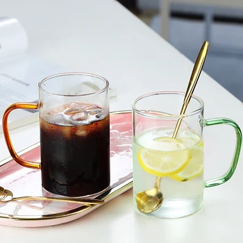 Izolație Termică De Sticlă Cupa Cu Mâner Mare Borosilicată Clar Cană De Cafea Din Sticlă De Bere Ceai Lapte Bea Cupa Bucătărie Drinkware