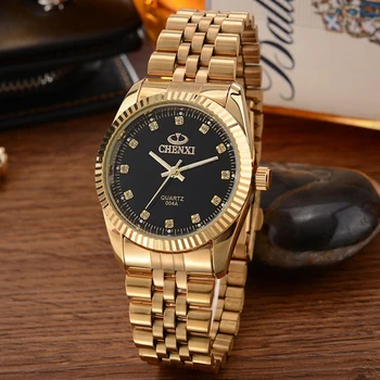 Chenxi Top Brand De Lux Ceas Cu Diamante Pentru Bărbați Ceasuri De Aur Din Oțel Inoxidabil Cuarț Ceasuri De Mana Barbati De Afaceri Ceasuri Reloj Hombre