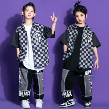 Copiii Hip-hop Trendy Haine Baieti Chineză Stil Hip-hop cu mânecă Scurtă Hiphop Salopete Fete Jazz Costume de Dans