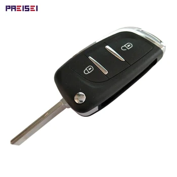 PREISEI 2 Butoane Cheie Auto Pentru Peugeot Flip de la Distanță Modificat Cheie Shell Brelocuri Înlocuiri Lama Groove Cu Baterie Clip