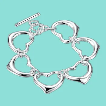 Modă de Ziua Îndrăgostiților Cadou de Argint 925 Brand de Bratari Inima Brățară Gol Pentru Femei Bijuterii en-Gros de Noi