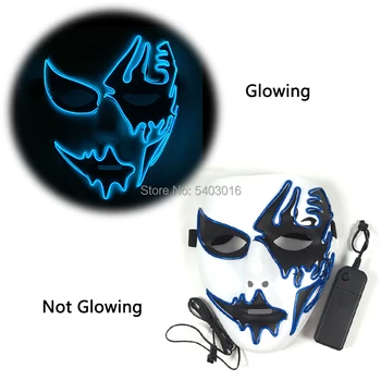 Masca de Halloween cu LED Lumina Masca LED-uri Strălucire Masca Înfricoșătoare cu 3 Moduri de Bliț pentru Halloween Strălucire în Întuneric Consumabile Partid