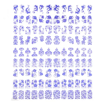 Cald Fata 108Pcs 3D Floare Albastră Unghii Autocolante, Decalcomanii de Ștanțare Unghii DIY Decorare de Instrumente