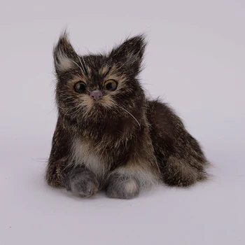 simulare creatoare pisica plastic&blană frumoasă situată pisica modelul cadou despre 15x10x11cm a41
