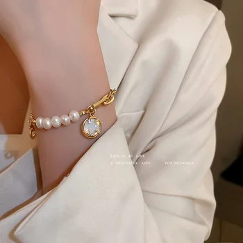 Coreea doamnelor de apă dulce pearl diamant smiley digital bratara uri de nișă de lux temperament brățară bijuterii
