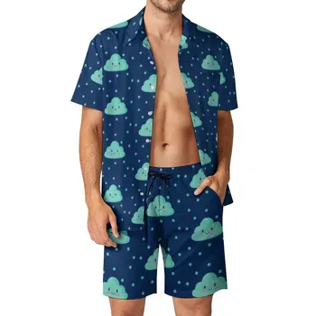 Kawaii Nor Bărbați Seturi Polka Dots Print Casual Pantaloni Scurți De Plajă, Tricouri Set De Vară Costum Retro Scurt-Maneci Supradimensionate