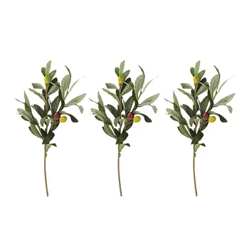 Simulare de Fructe Ramură Plante Artificiale Flori False Ramuri de Măslin Coroană de flori Decor Decor Acasă 36cm Lung Frunze Verzi