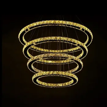 4 Inele Rotunde cu LED Candelabre de Cristal Lampă Rotundă Inel de Lumini Agățat Candelabru Lumini de Prindere pentru camera de zi Hol