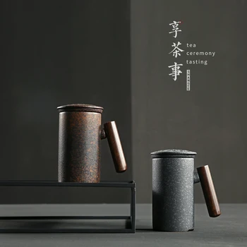 Ceramica neagra de cana Ceramica Personalitate Creatoare Cana cu filtru de birou ceramice cesti de ceai