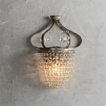 Italiană Retro Cristal Led Lumini de Perete camera de zi Coroana Lampă de Perete coridor balcon moale Arta de Perete Sconces