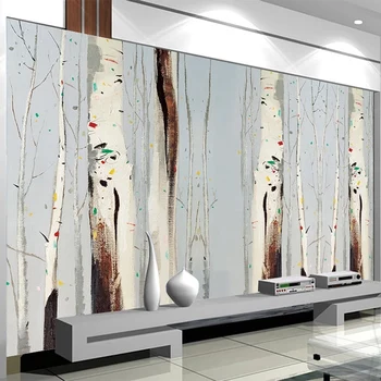 Personalizat Murale 3D Tapet Abstract Pictură în Ulei de Mesteacan Pădure Fresca TV Camera de zi Canapea Dormitor Decor Acasă Papel De Parede Sala