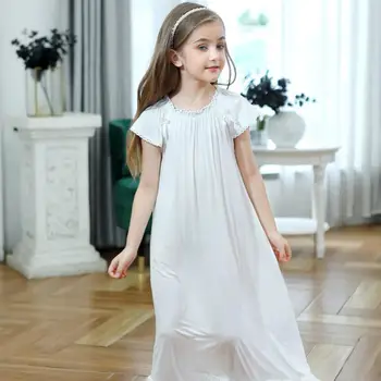 Vara Mică Prințesă Stil Cămașă De Noapte Pentru Fete Pentru Copii Vrac Zburli Tiv Camasa De Noapte De Bumbac Moale Pijamale Copii Petrecere A Timpului Liber Acasă Purta