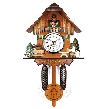 NHBR-de Epocă din Lemn Cuc Ceas de Perete Bird Timp Bell Leagăn de Alarmă Ceas Domiciliu Art Decor 006