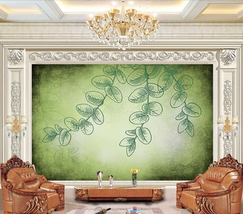 Tapet personalizat Simplu verde frunză, cameră de fundal de perete