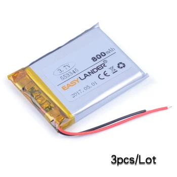 3pcs/Lot 553445 3.7 V 800mAh baterie Litiu li-Polimer Baterie Reîncărcabilă Pentru Mp3 MP4 MP5 GPS PSP DVR E-Book mobil 553545 difuzor