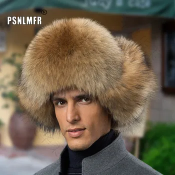 Naturale de blană de vulpe blană de raton dubla alegere om pălărie cald moda om elegant, casual purta pălărie de iarnă autentică de vulpe argintie blană pălării