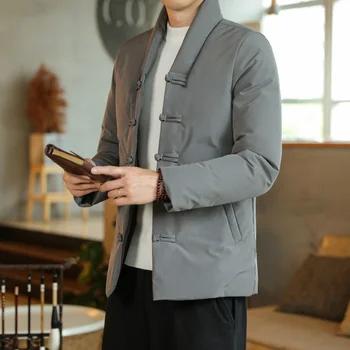 MrGB de Mari Dimensiuni 5XL Mens Jachete de Epocă Stil Chinezesc Cald Iarna Parka Solid de Culoare Moda Casual, din Bumbac Căptușit Jachete