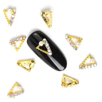 Cele mai noi 10 bucati de cristal luminos de unghii pearl stras aliaj de Unghii Arta decoratiuni glitter 3D DIY Perla unghii bijuterii pandantiv