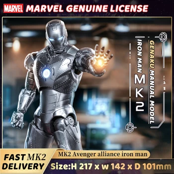 7inch/18cm Avengers ZD Reale MK2 figurina Iron Man, Tony Stark Figma cu LED Hangar Gnaku Jucarii Model pentru Tineri