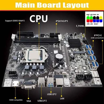 B75 ETH Miniere Placa de baza+2X4G DDR3 1333Mhz memorie RAM+Ventilator de Răcire+Random CPU Suport DDR3 B75 USB BTC Miner Placa de baza