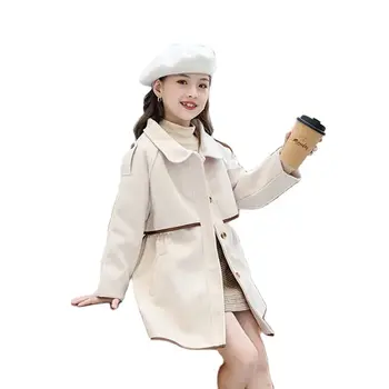 Iarna Lână Sacou Pentru Fete Noi 2022 Versiunea Coreeană De Moda Îngroșarea Canadiană Mid-Lungime Subțire Rever Copii Haine