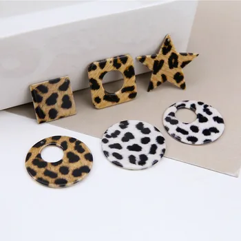 Transport gratuit 10buc Moda Leopard de Imprimare de Bijuterii Charms Kawaii Stele Pătrat Rotund DIY Colier Cercei Pandantive Ornamente
