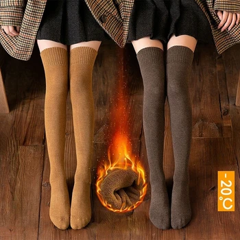 Iarna Pluș Ciorapi pentru Femei Îngroșat Genunchi Șosete Groase JK Cald de Mare Ciorapi Doamnelor Fete de Moda de Iarnă OverKnee Ciorap