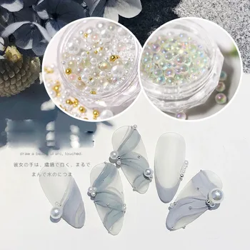 1 Cutie 3D AB Pearl Bijuterii Pietre Sclipici Diamond Nail Art Balet Decor Pe Unghii din Oțel Farmecul Margele Piatra Accesorii