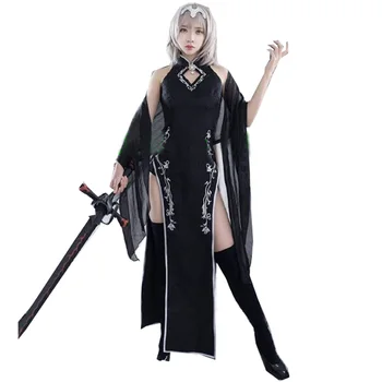 2021 Soarta mare Pentru Jeanne d ' Arc Modifica Cosplay Costum Joc Soarta Cosplay Cheongsam Femei Sexy Rochie Neagra Costum