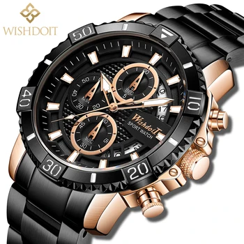 WISHDOIT 2021 Nou Casual Barbati Ceas din Oțel Inoxidabil de Top Marca Sport de Lux, rezistent la apă, Cronograf Luminos Cuarț Ceas pentru Bărbați
